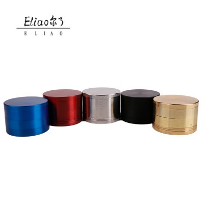 Erliao 4 Parts Aluminium all Random Color Herb Grinder Tobacco Smoke Grinder Hand Muller for Hookah Shisha Water Pipe Glass Pipe